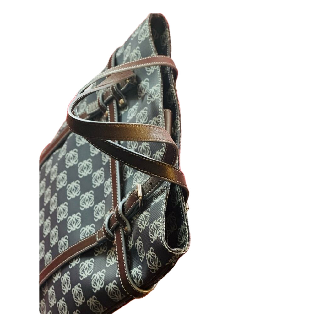 LOEWE Anagram tote bag handbag PVC leather navy light blue dark brown Rare - Picture 9 of 16